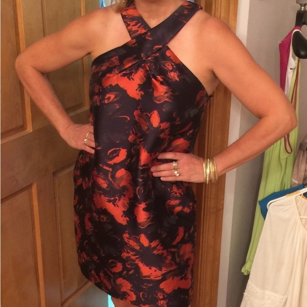 Elegant Purple and Red Floral Dress